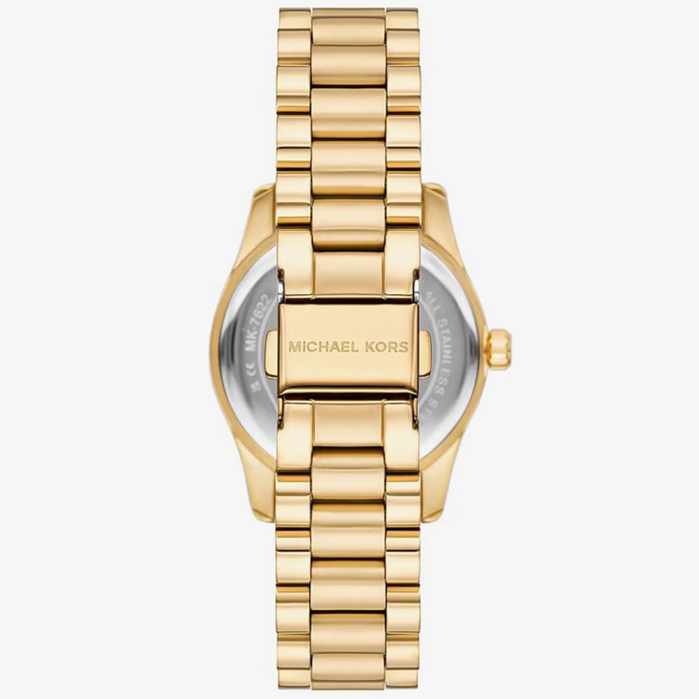 Michael Kors Ladies Mini Lexington Green Dial Gold - Tone Bracelet Watch MK7622