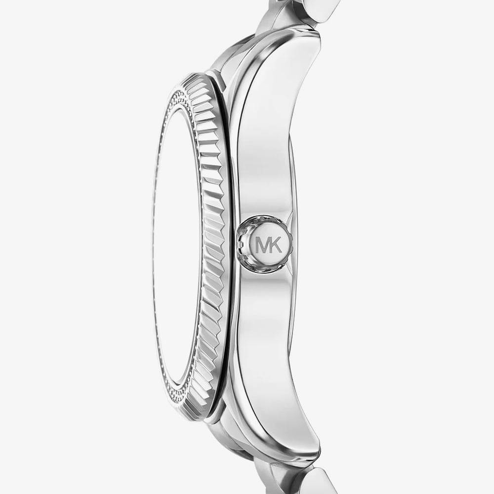 Michael Kors Ladies Mini Lexington Brown Dial Silver - Tone Bracelet Watch MK7624