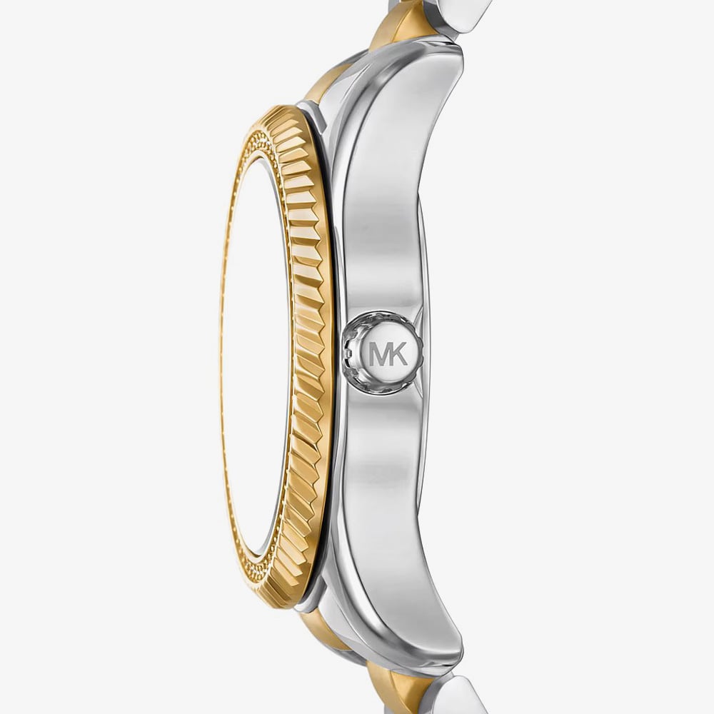 Michael Kors Ladies Gold Silver Mini Lexington Pavé Black Dial Two -Tone Bracelet Watch MK7625