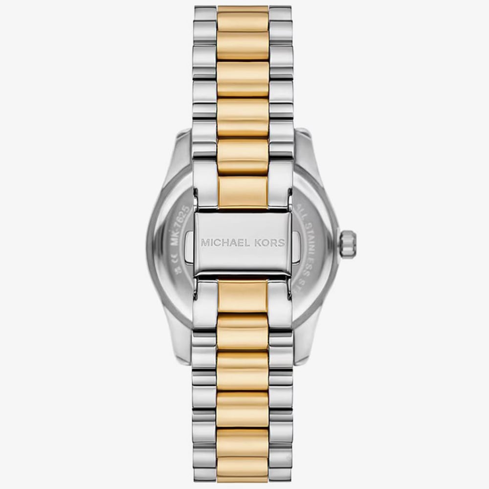 Michael Kors Ladies Gold Silver Mini Lexington Pavé Black Dial Two -Tone Bracelet Watch MK7625