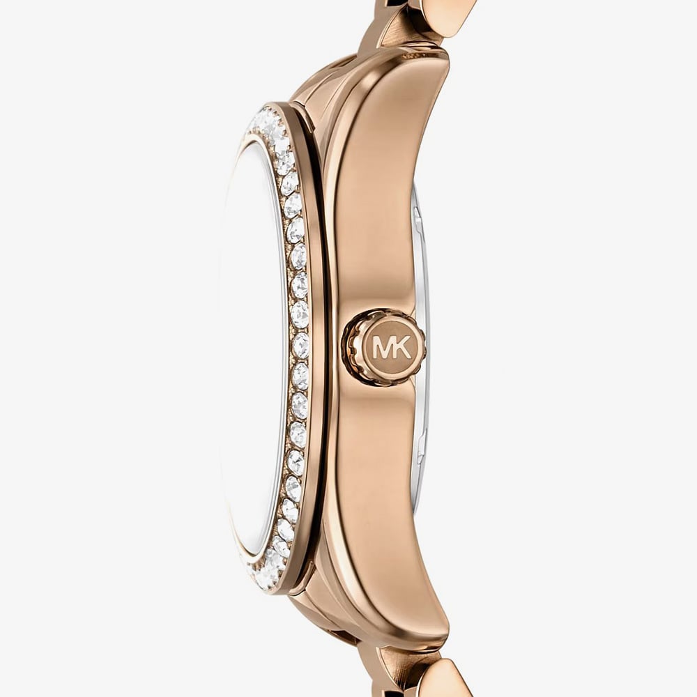 Michael Kors Ladies Mini Lexington Pavé Brushed Beige Gold -Tone Bracelet Watch MK7631