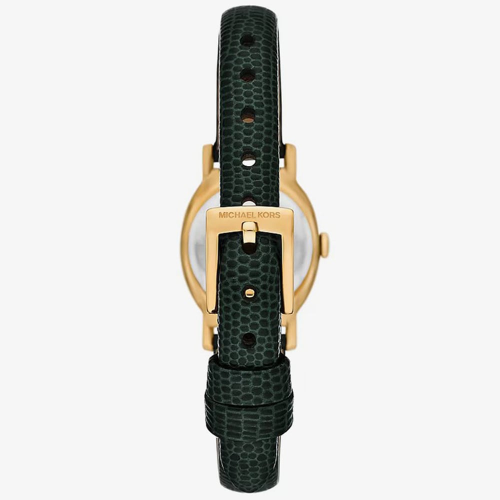 Michael Kors Ladies Green Petite Maude Gold -Tone and Lizard Embossed Leather Watch MK7633