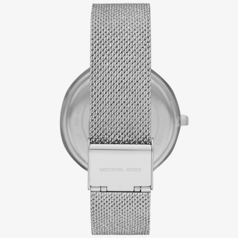 Michael Kors Ladies Darci Stainless Steel Pink Mother Of Pearl Dial Crystal Set Bezel Mesh Strap Watch MK4518