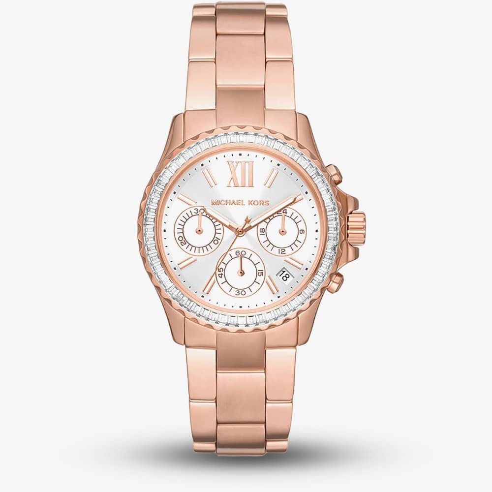 Michael Kors Ladies Cammille Rose Gold Chronograph Watch MK7271