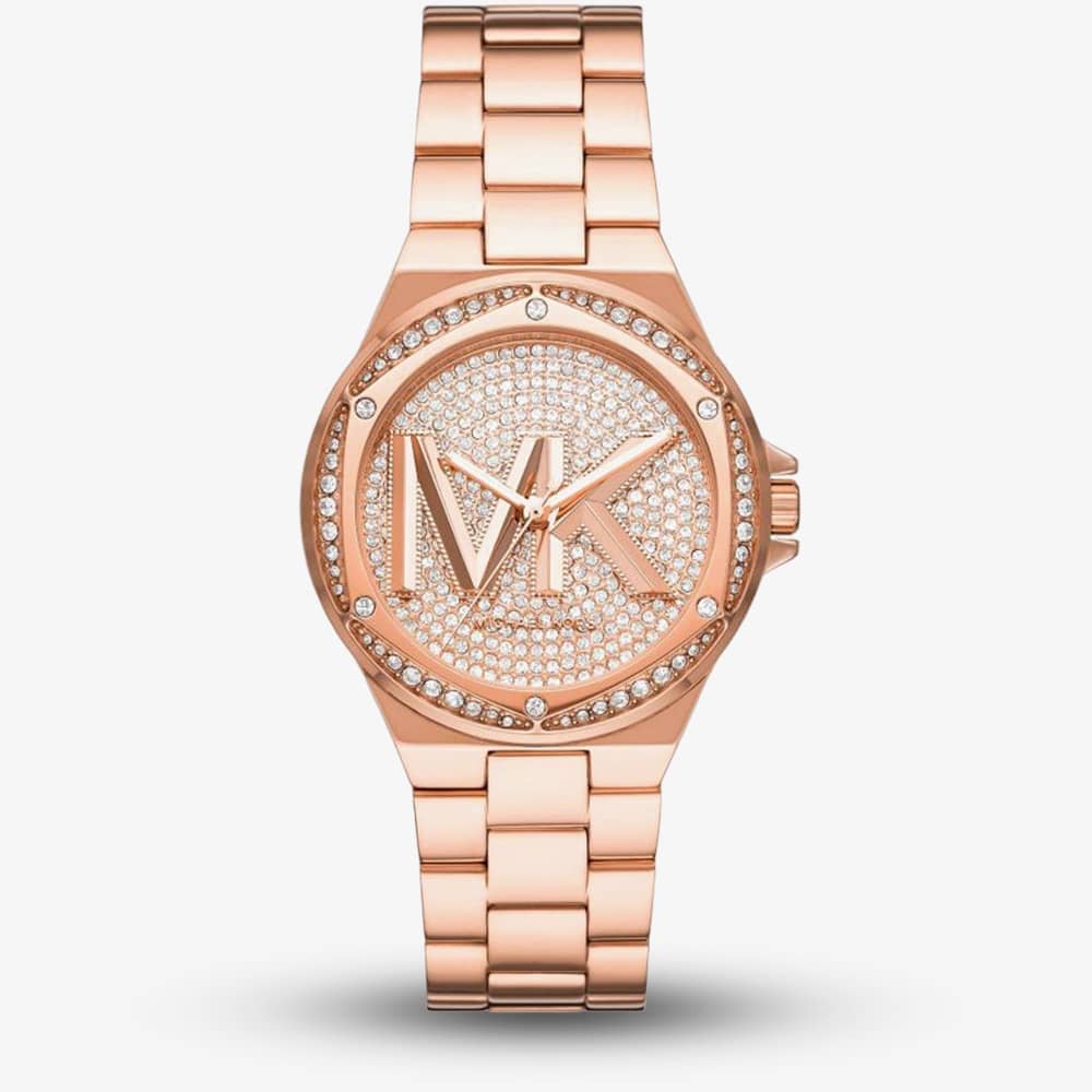 House of Watches - Michael Kors Ladies Lennox Rose Gold Plated Logo Watch MK7230