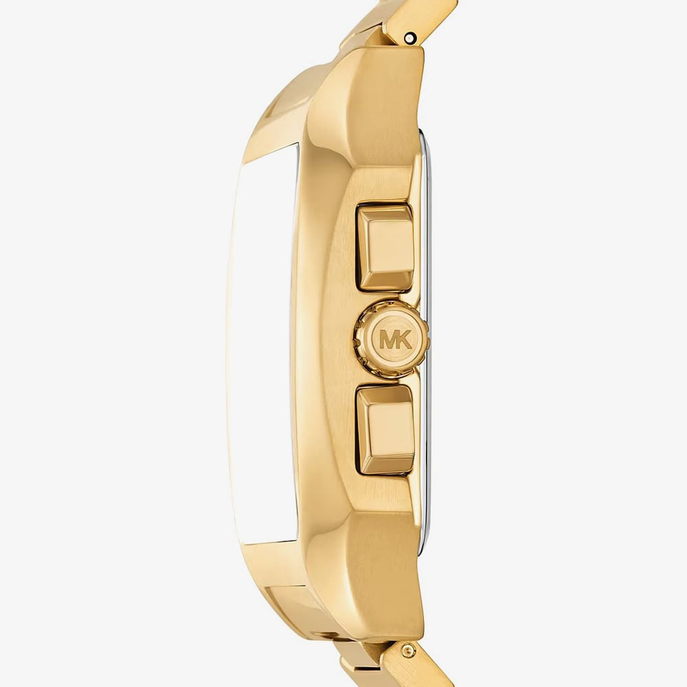 Michael Kors Mens Hayes Oversized Black Dial Gold -Tone Sport Bracelet Watch MK9281