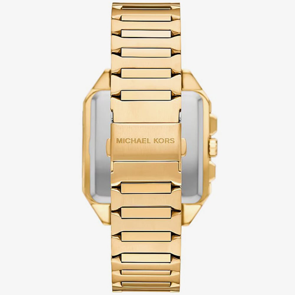 Michael Kors Mens Hayes Oversized Black Dial Gold -Tone Sport Bracelet Watch MK9281