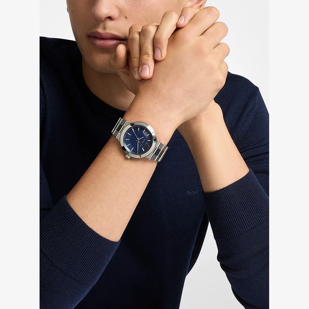 Michael Kors Mens Oversized Billie Blue Dial Silver - Tone  Bracelet Watch MK9284