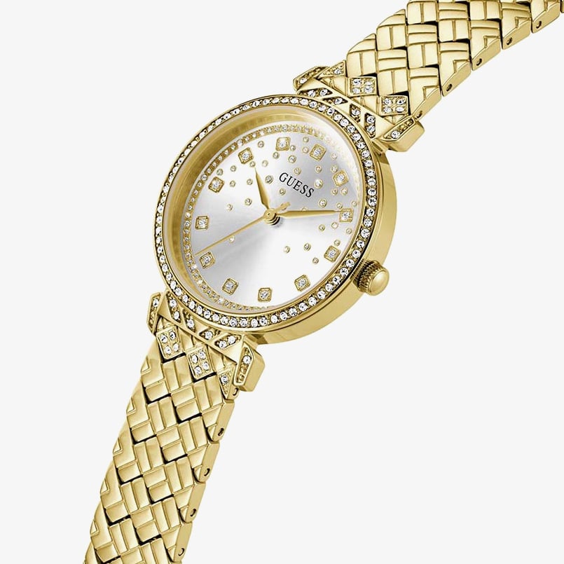 Guess Ladies Enchantment Gold Plated Crystal Watch GW0763L2