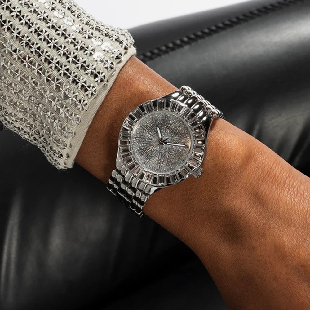 Guess Ladies Firework Silver Crystal Watch GW0602L1