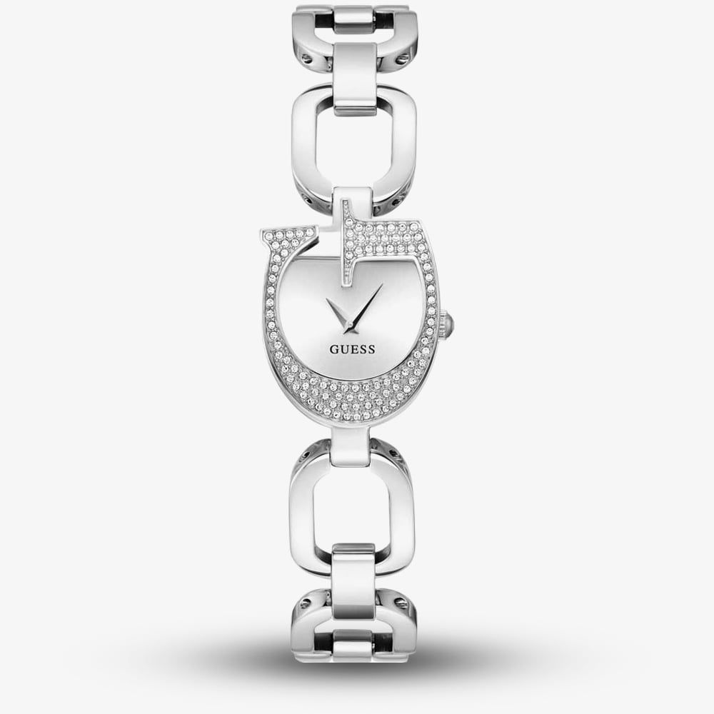House of Watches - Guess Ladies Gia Silver G Shape Crystal Watch GW0683L1