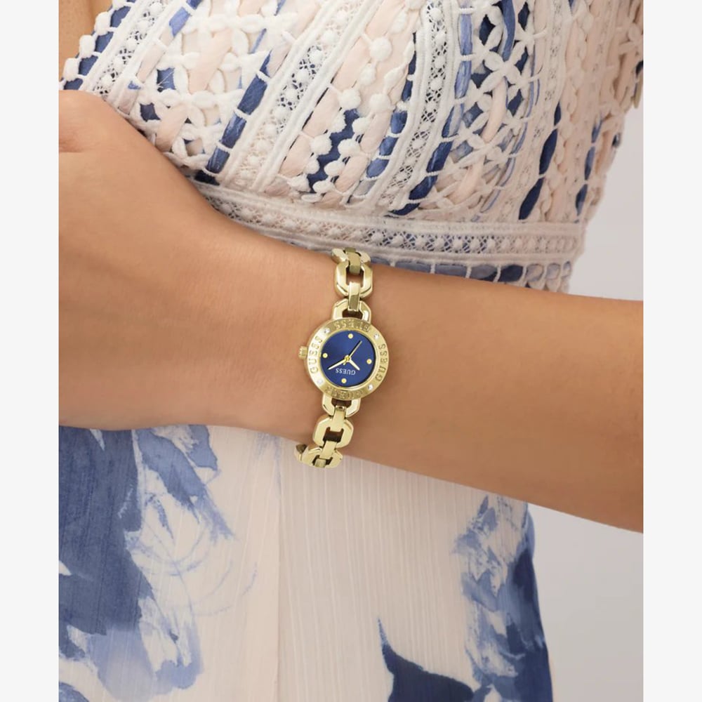 Guess Ladies Siren Gold Tone Blue Dial Bracelet Watch GW1019L2