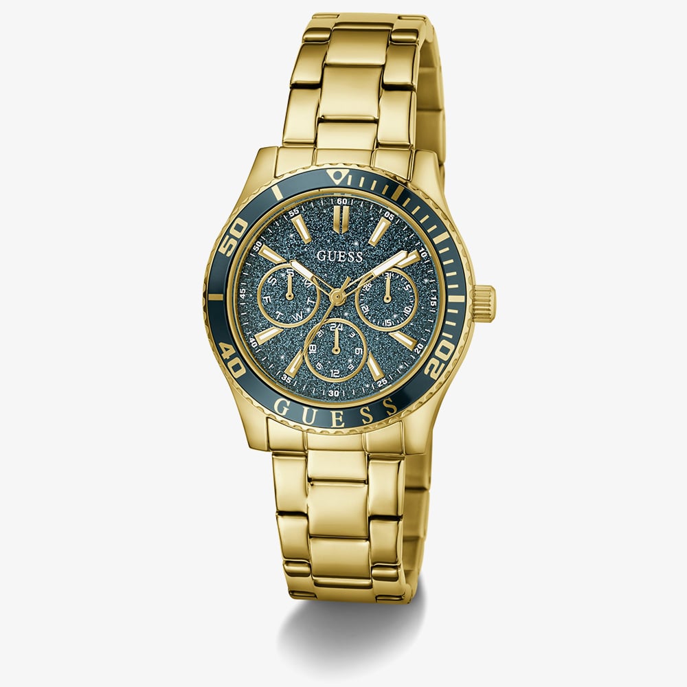 Guess Ladies Mariana Gold Tone Teal Dial Bracelet Watch GW1035L2