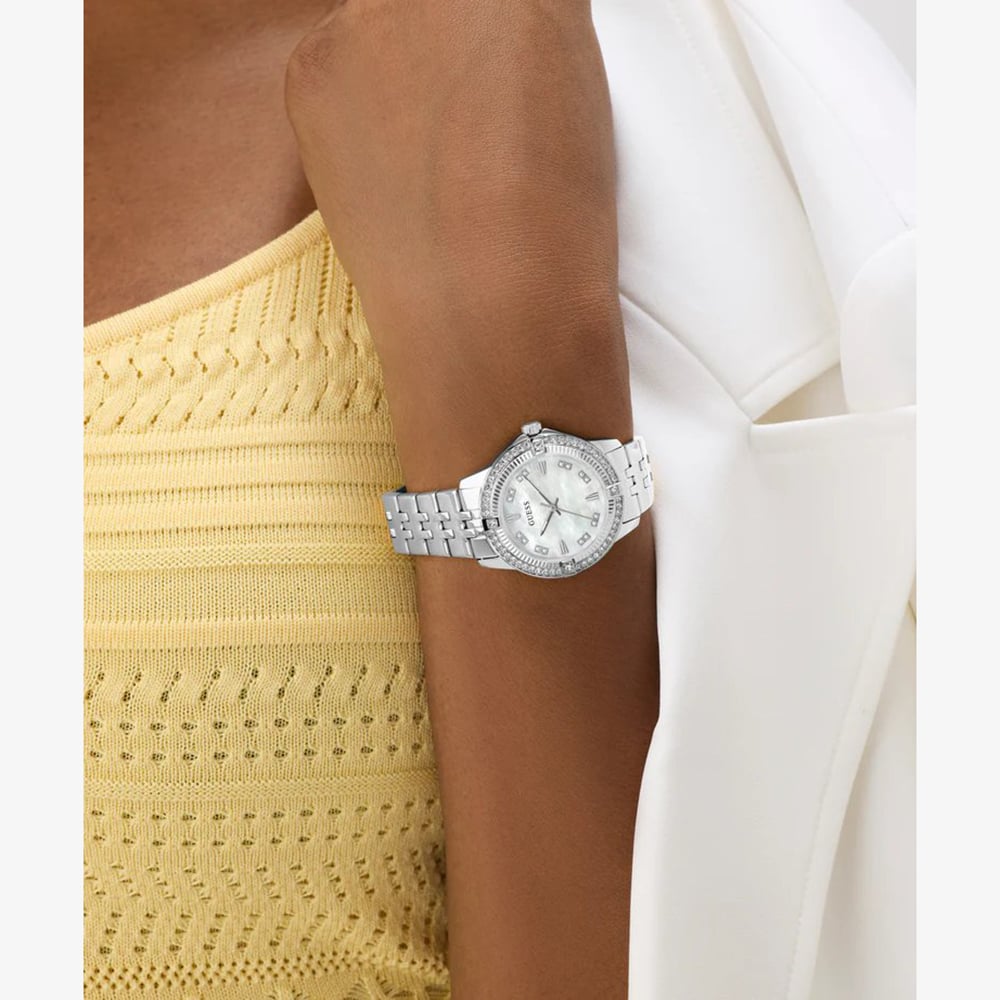 Guess Ladies Colette Silver Crystal Bracelet Watch GW1027L1