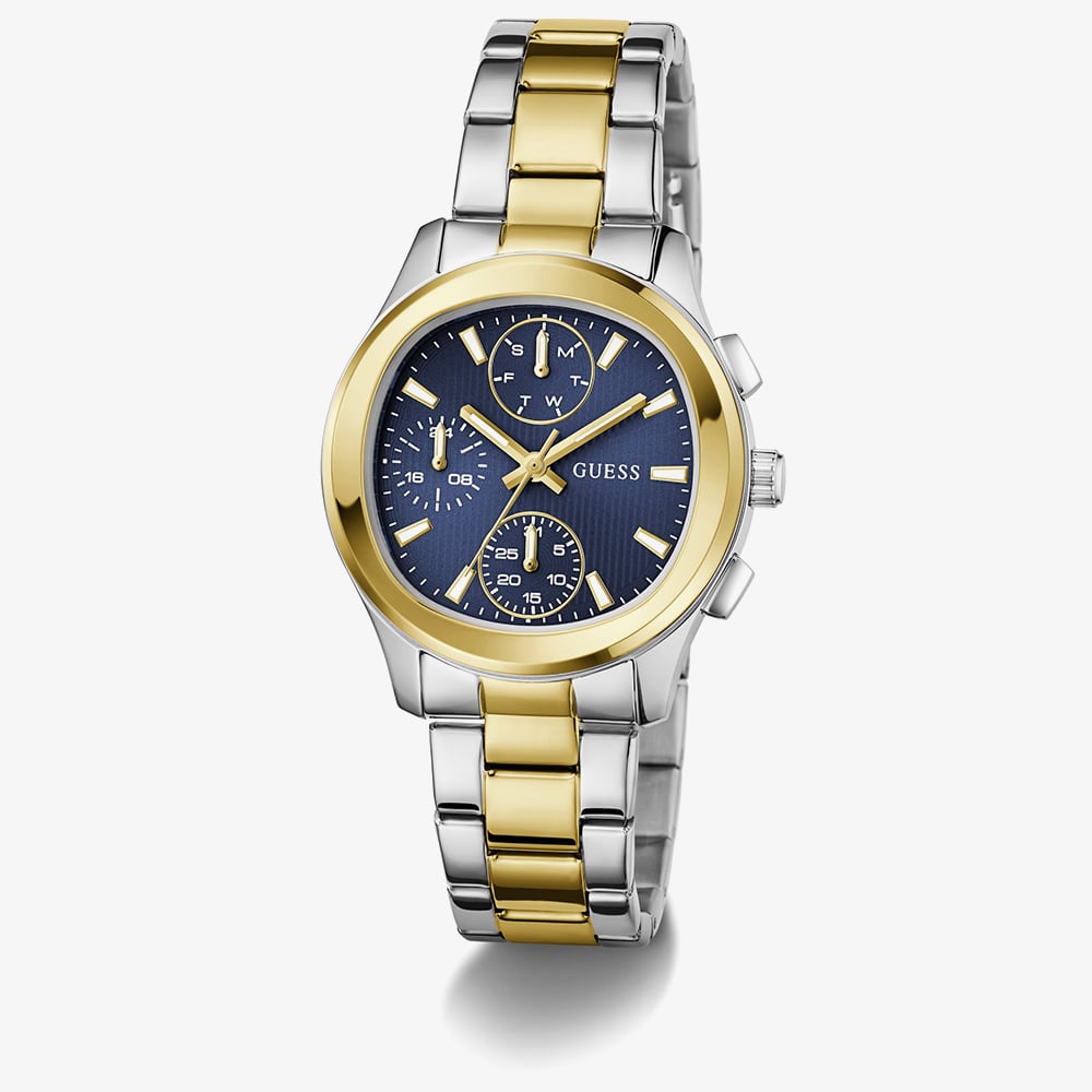 Guess Ladies Birdie Two Colour Blue Dial Bracelet Watch GW1031L3