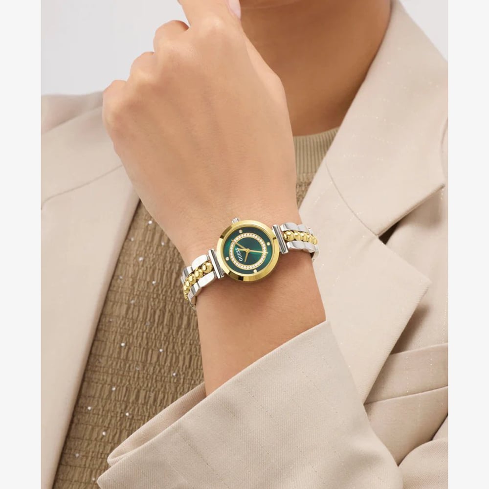 Guess Ladies Leena Two Colour Green Dial Crystal Bracelet Watch GW0994L3
