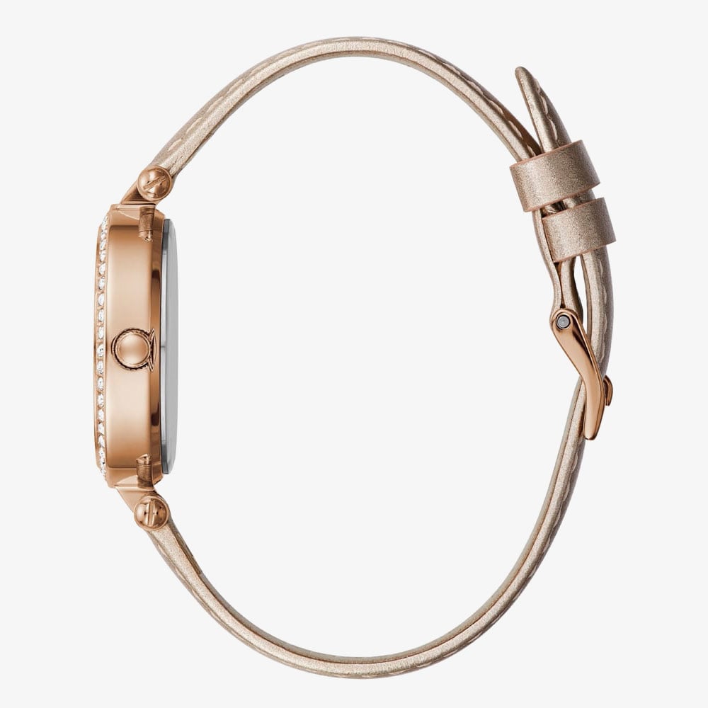 Guess Ladies Terrace Champagne Leather Strap Watch GW0116L1