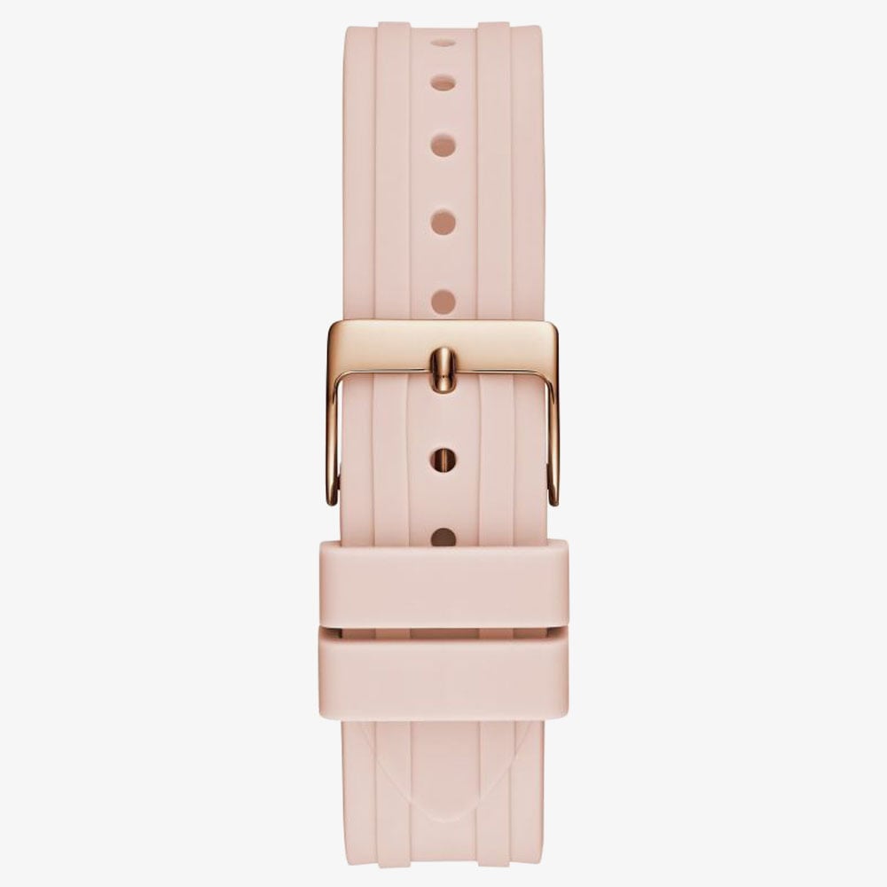 Guess Ladies Heiress Rose Gold Pink Rubber Strap Watch GW0407L3