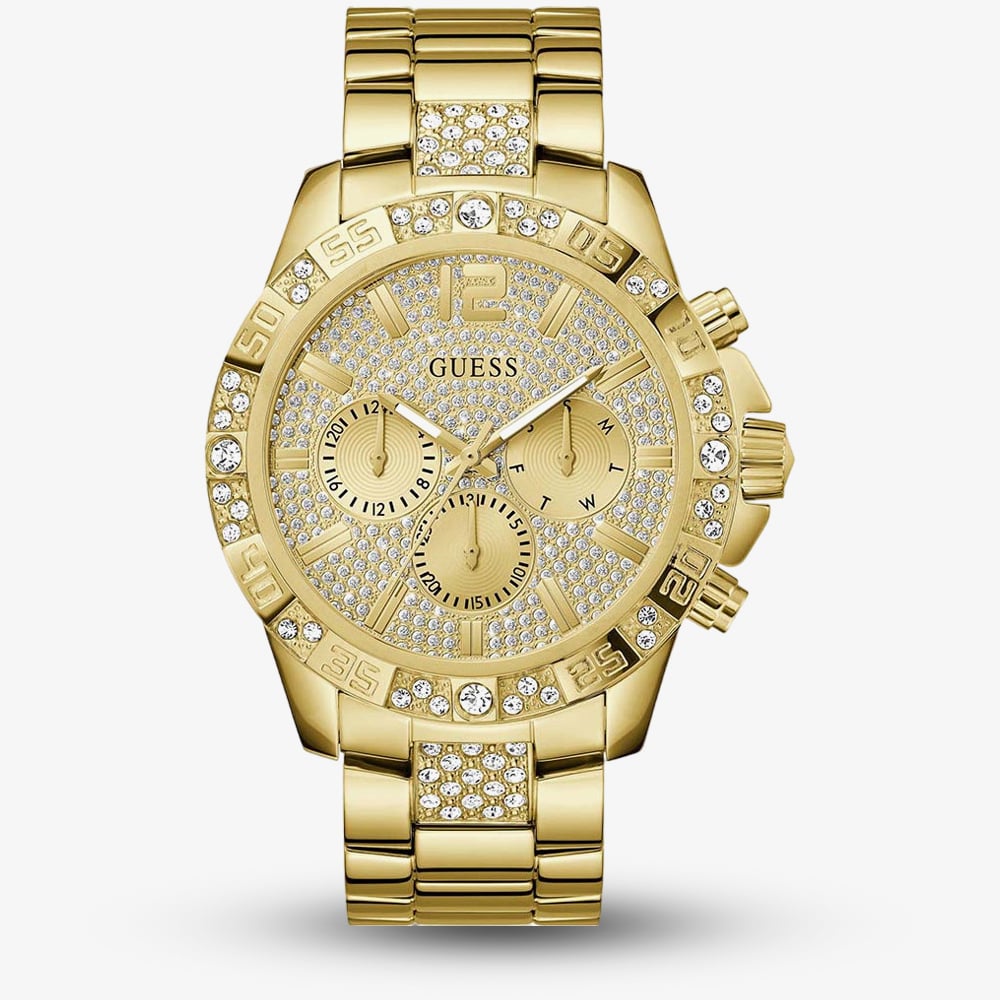 House of Watches - Guess Mens Majestic Gold Plated Crystal Watch GW0796G2