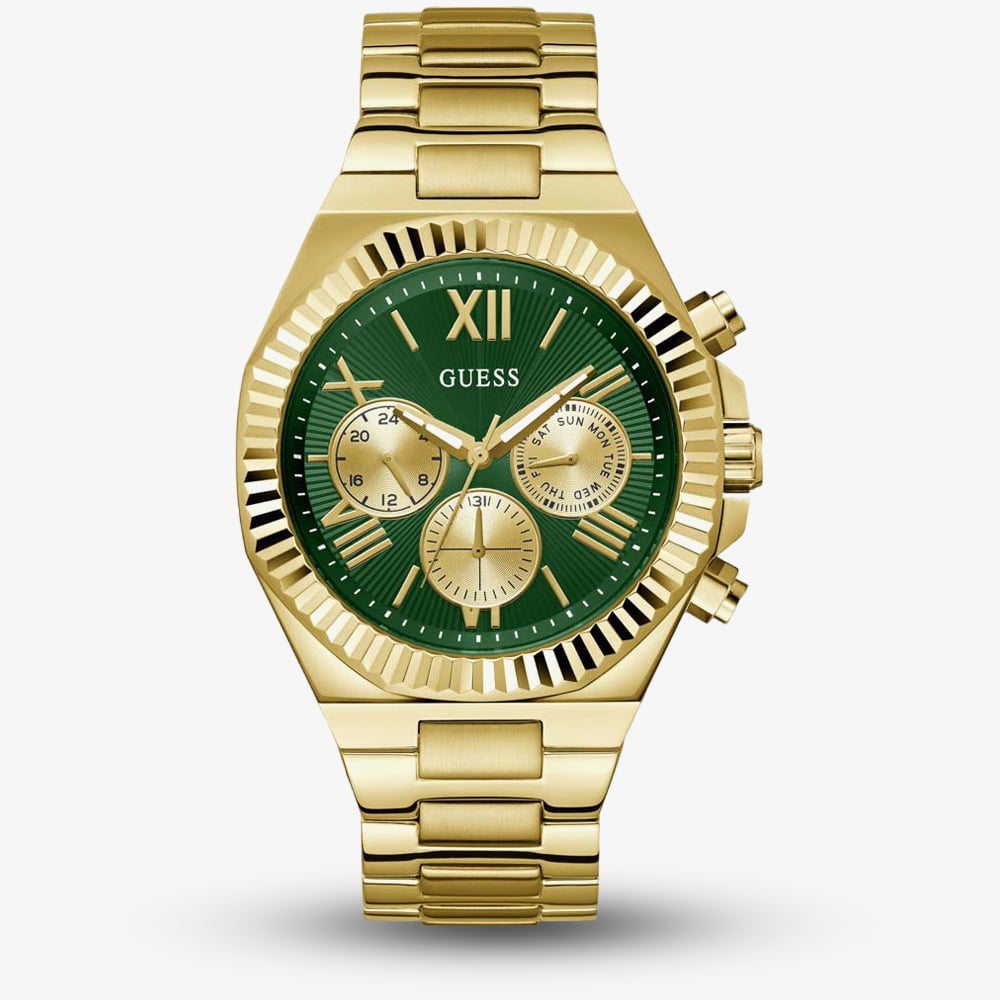 House of Watches - Guess Mens Equity Gold Tone Green Dial Watch GW0703G2