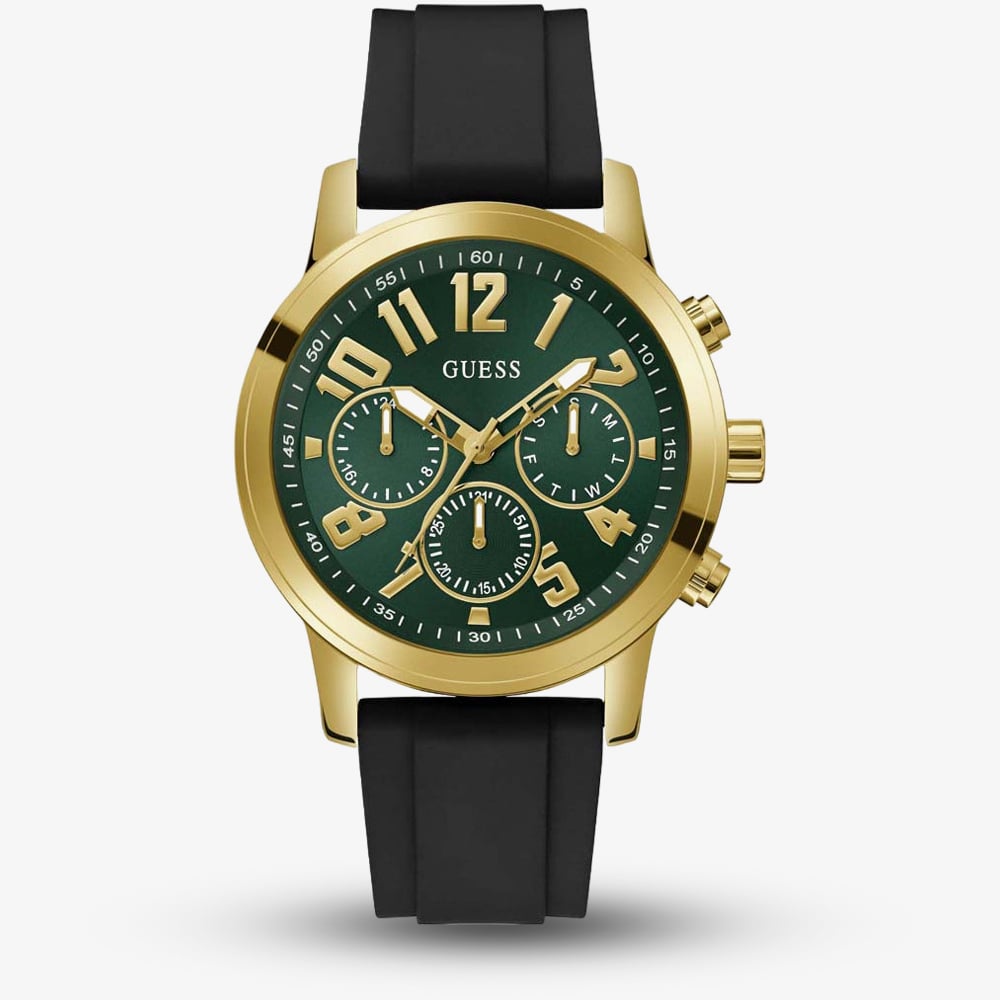 House of Watches - Guess Mens Parker Gold Tone Black Rubber Strap Watch GW0708G2