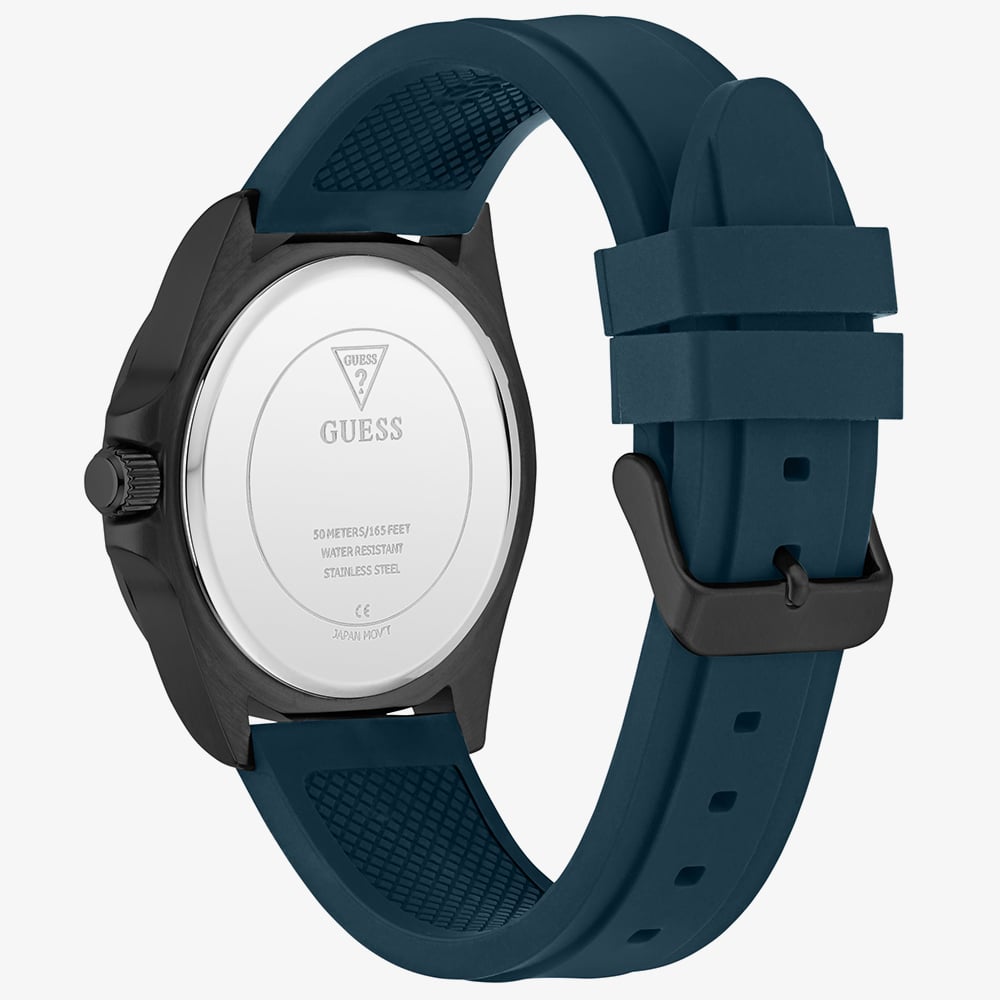 Guess Mens Neo Black Dial Blue Rubber Strap Watch GW1065G3