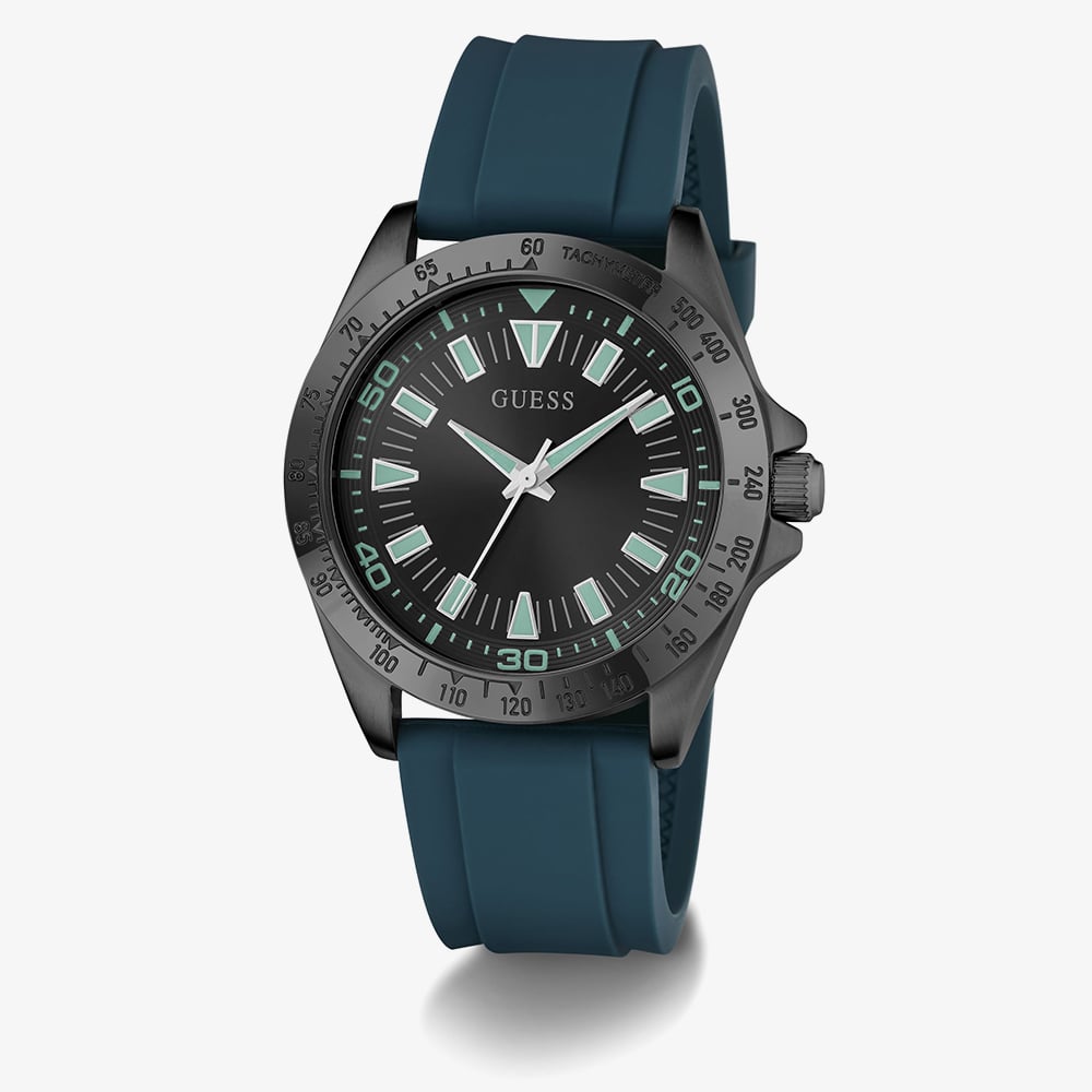 Guess Mens Neo Black Dial Blue Rubber Strap Watch GW1065G3