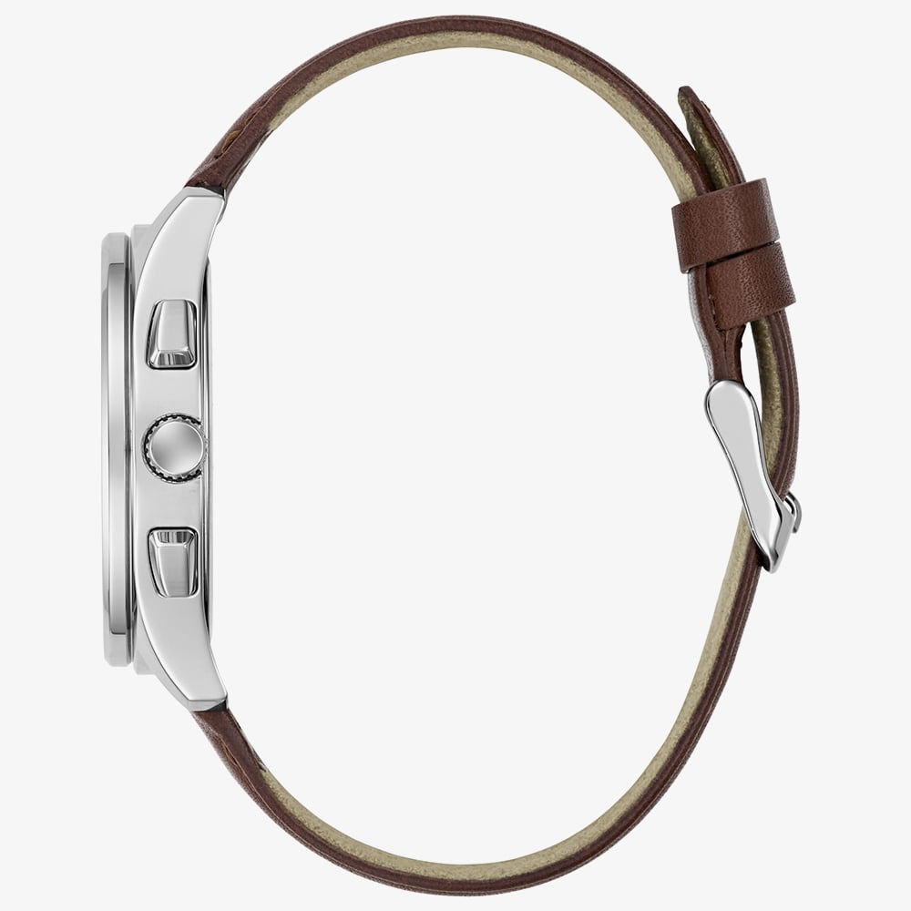 Guess Mens Palmer Green Dial Brown Leather Strap Watch GW1049G1