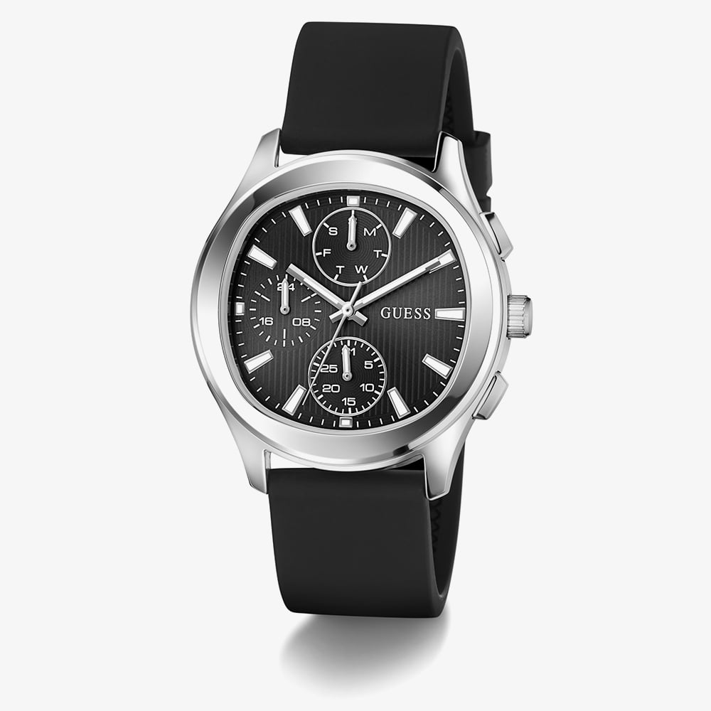 Guess Mens Palmer Black Rubber Strap Watch GW1077G1