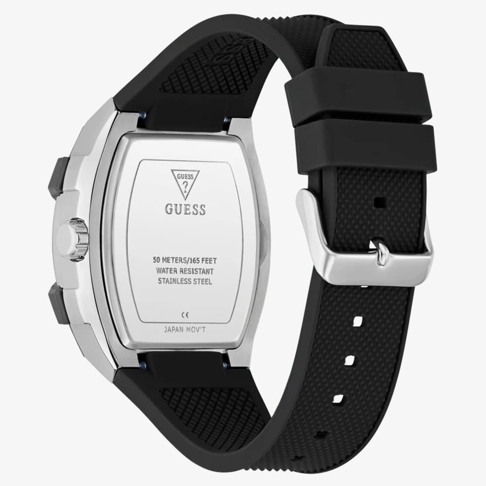 Guess Mens Phoenix Red Dial Black Rubber Strap Watch GW0956G1