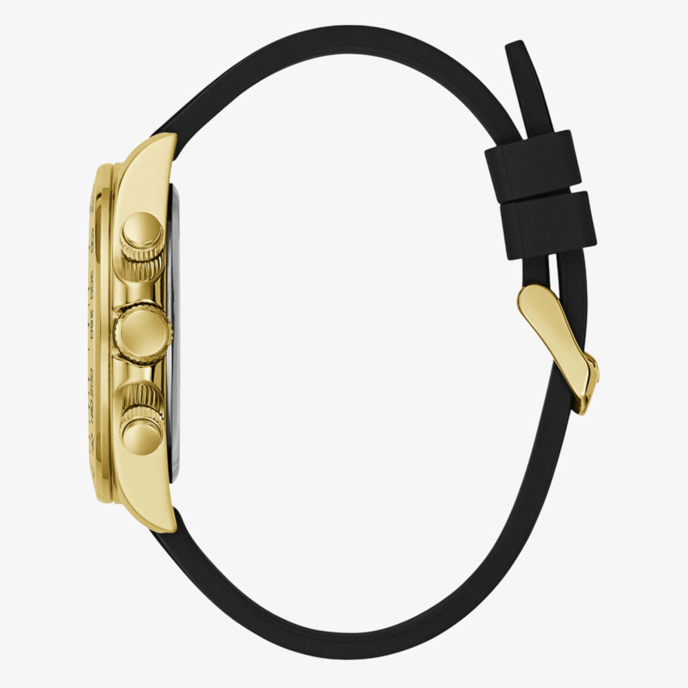 Guess Mens Arthur Gold & Black Silicone Strap Bracelet Watch GW1155G2