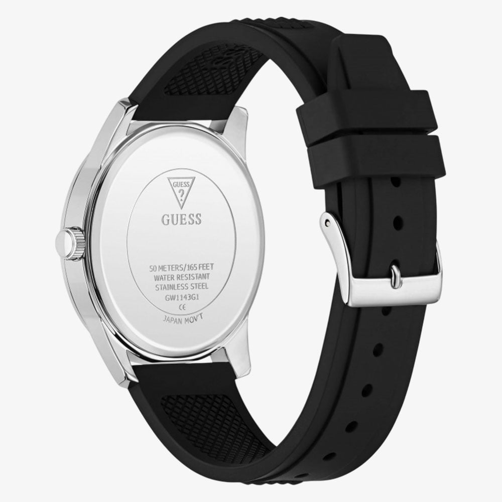 Guess Mens Mogul Black Rubber Strap Bracelet Watch GW1143G1