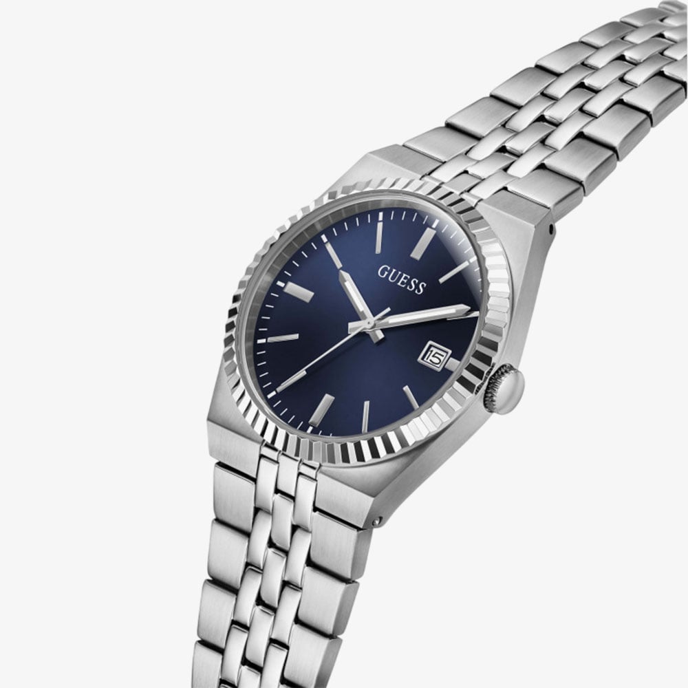 Guess Mens Vincent Silver & Blue Bracelet Watch GW1153G1