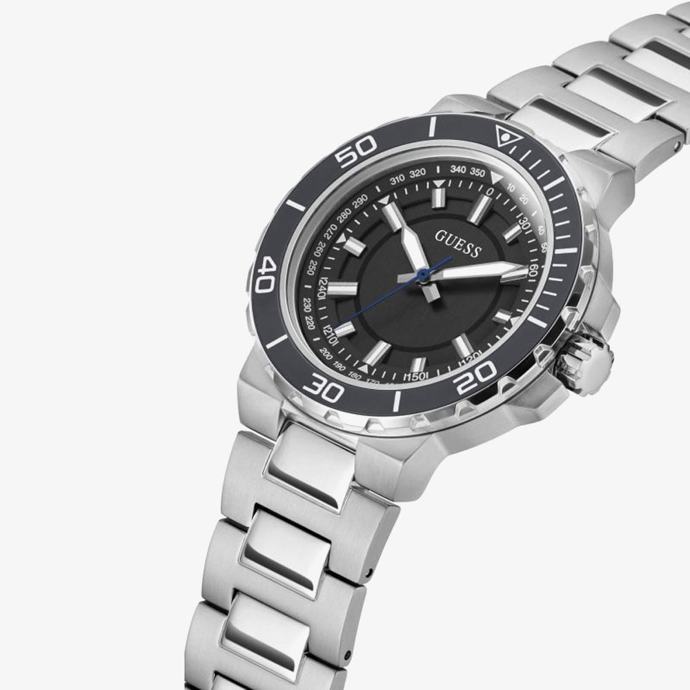 Guess Mens Track Black Dial & Silver Bracelet Watch GW0426G1