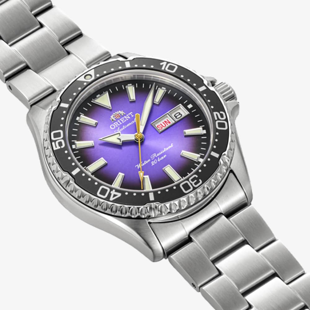 Orient Mens Limited Edition Mako 'Kamasu' Purple Dial Bracelet Watch RA-AA0827V