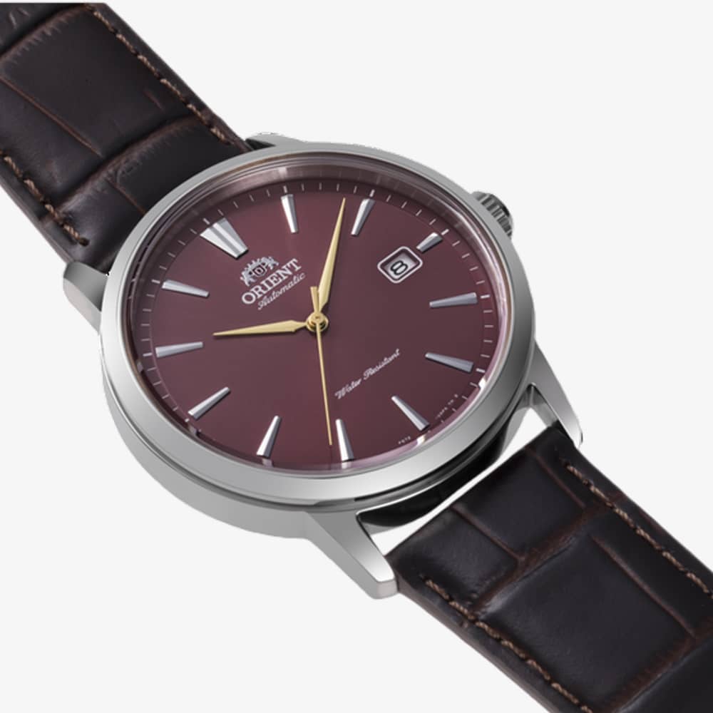 Orient Mens AC0F Red Dial Leather Strap Watch RA-AC0F15R