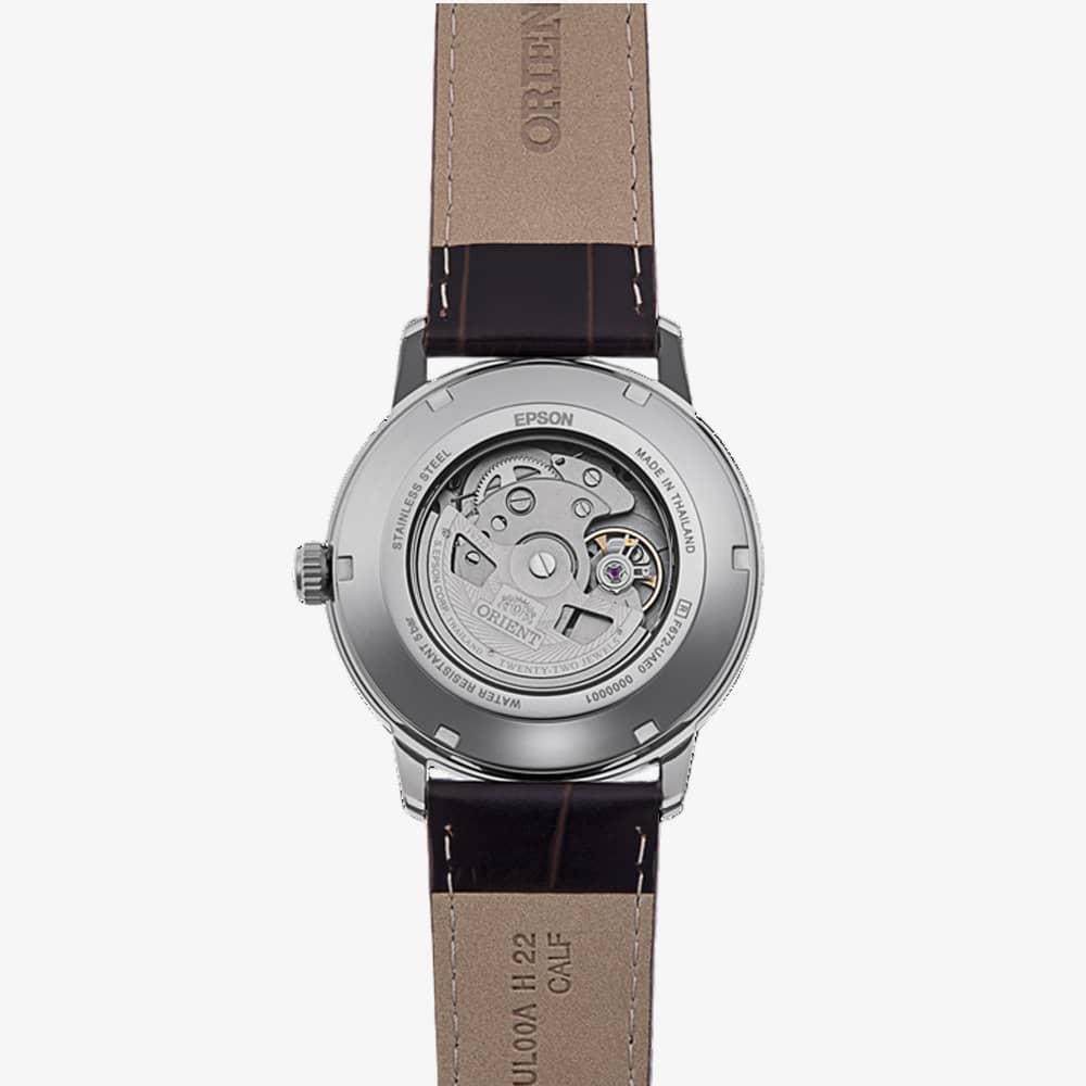 Orient Mens AC0F Brown Dial Leather Strap Watch RA-AC0F17Y