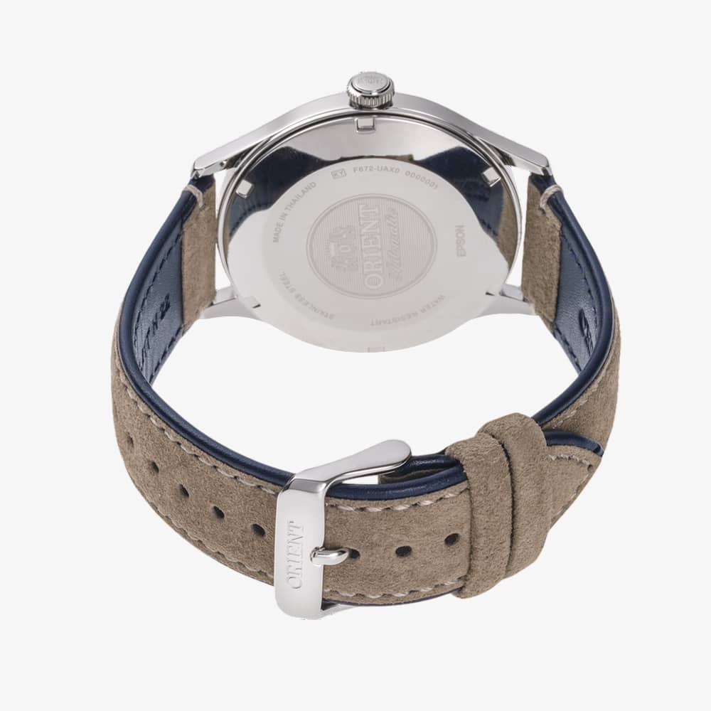 Orient Mens Bambino Navy Blue Dial Leather Strap Watch RA-AC0P02L
