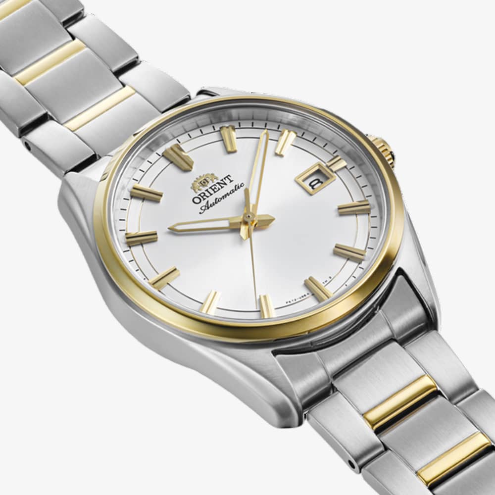 Orient Mens Stretto Silver Dial Two-Tone Bracelet Watch RA-AC0R01S