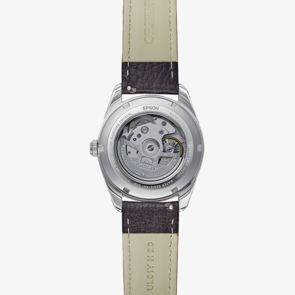 Orient Mens Stretto Brown Dial Leather Strap Watch RA-AC0R03Y