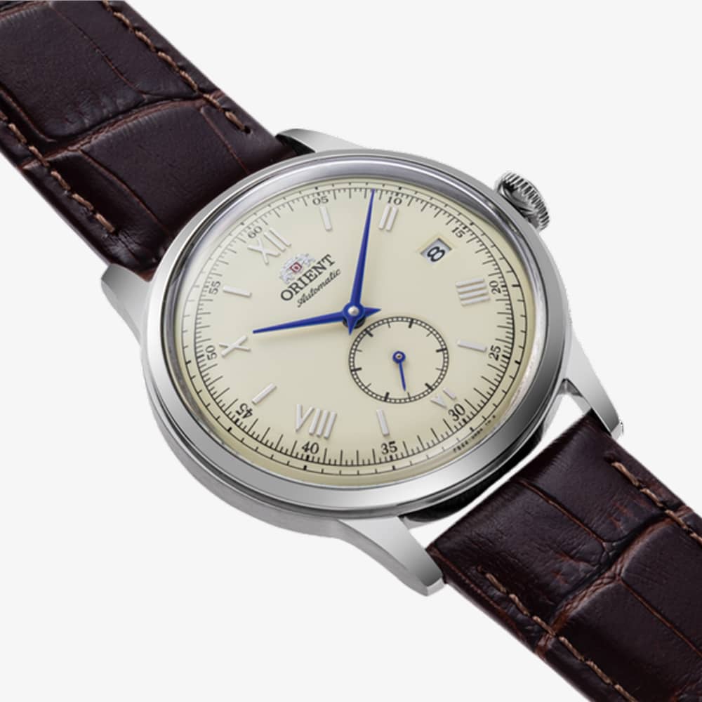 Orient Mens Bambino Small Seconds Ivory Dial Leather Strap Watch RA-AP0105Y