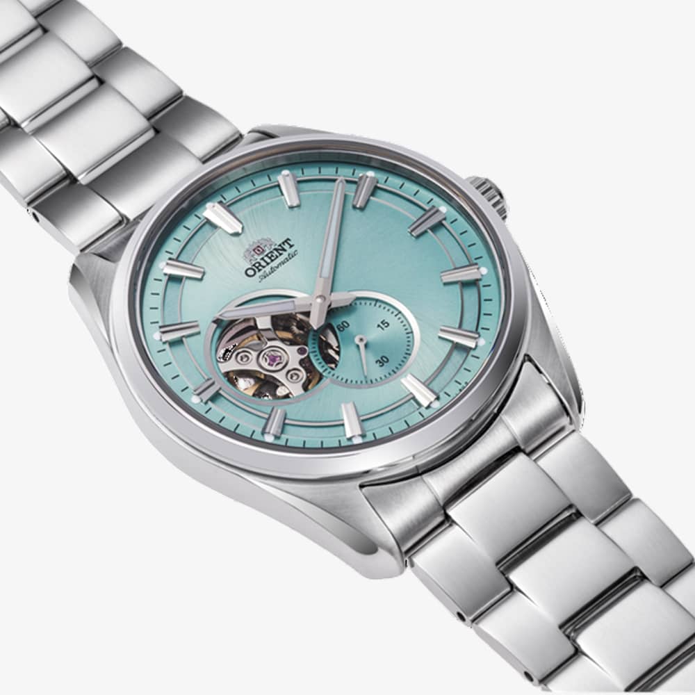Orient Mens AR00 Semi Skeleton Ice Blue Dial Bracelet Watch RA-AR0009L