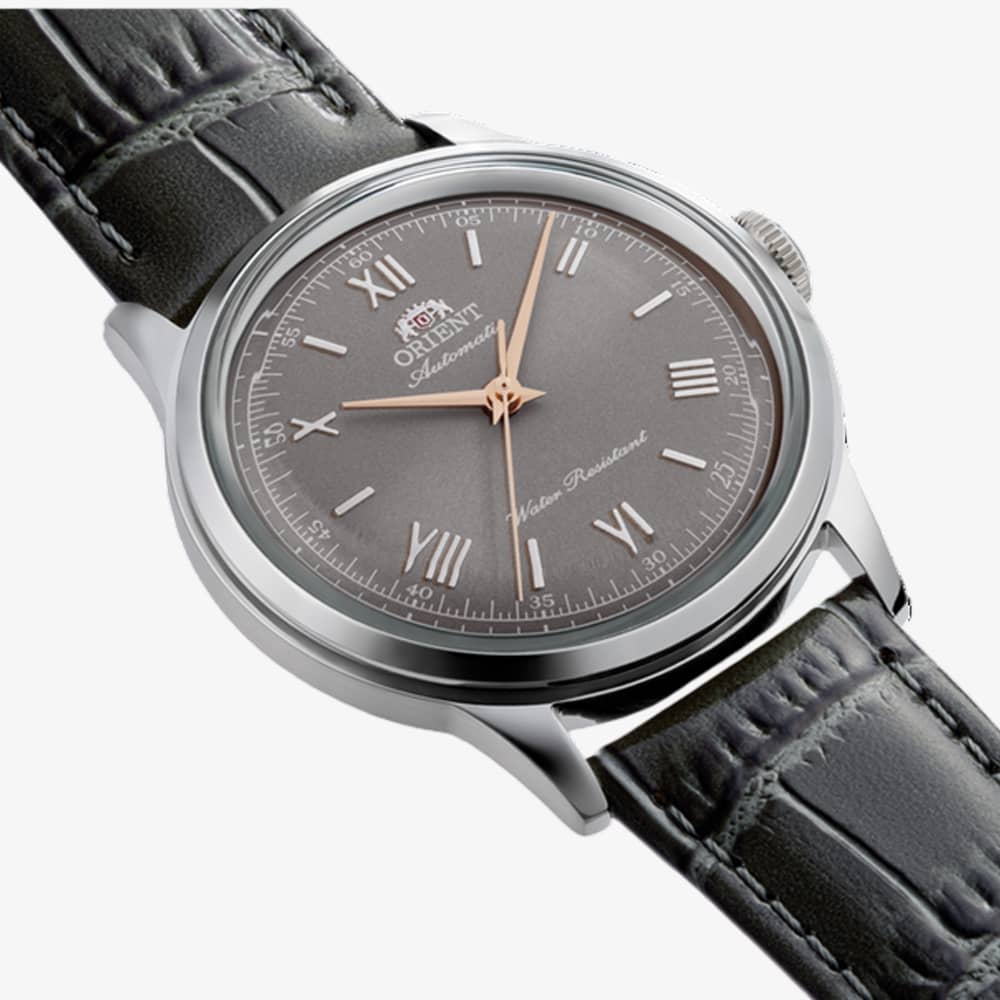 Orient Mens Limited Edition Classic Bambino Grey Dial Leather Strap Watch RA-BB0006N