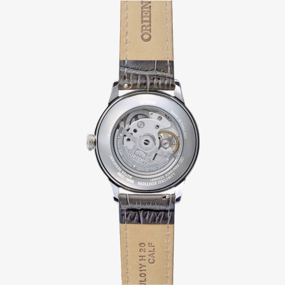 Orient Mens Limited Edition Classic Bambino Grey Dial Leather Strap Watch RA-BB0006N