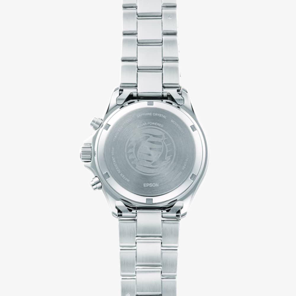 Orient Mens Mako Chronograph Solar White Dial Bracelet Watch RA-TX0203S