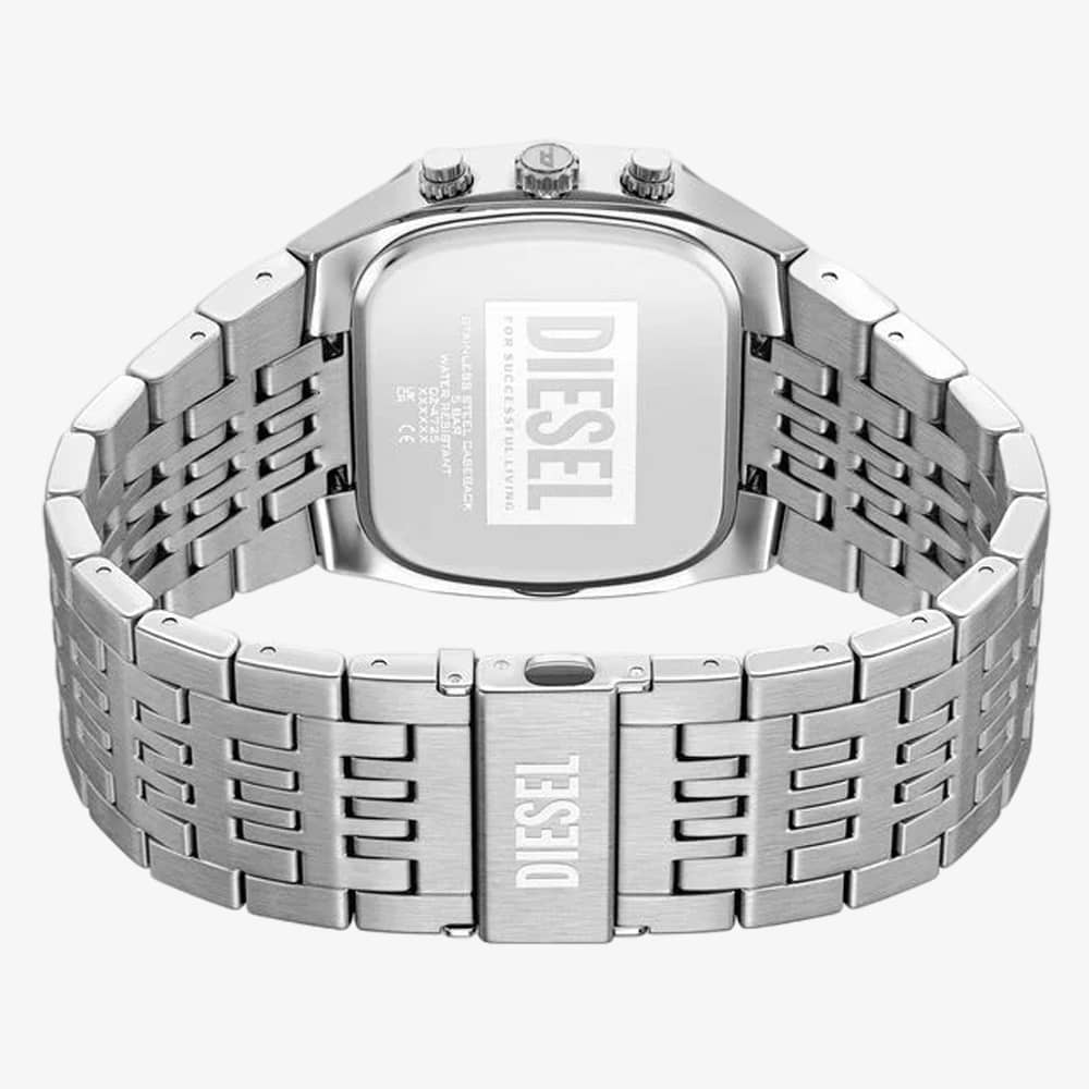 Diesel Mens Spiked Cushion Blue Chronograph Dial Bracelet Watch DZ4725