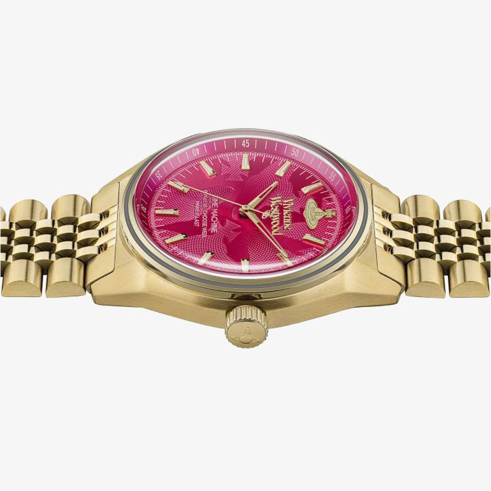 Vivienne Westwood Lady Sydenham Gold Plated Hot Pink Dial Watch VV251RRGD 