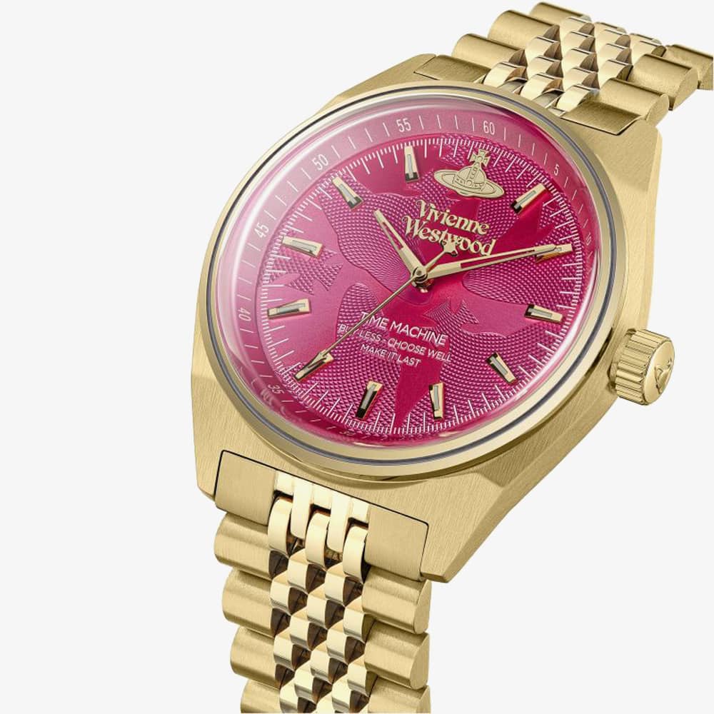 Vivienne Westwood Lady Sydenham Gold Plated Hot Pink Dial Watch VV251RRGD 