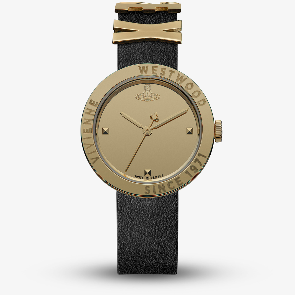 House of Watches - Vivienne Westwood Ladies Rebel Leather Strap Watch VV303BKGD