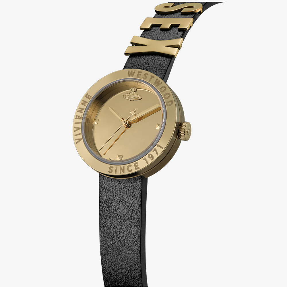 Vivienne Westwood Ladies Rebel Leather Strap Watch VV303BKGD 